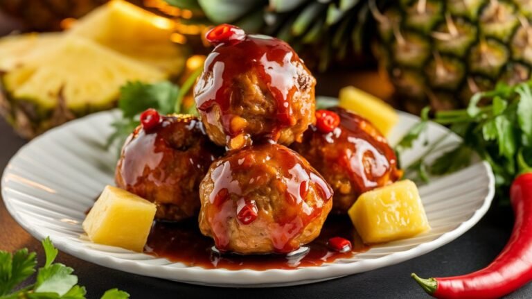 Sweet and Spicy Pineapple Meatballs The Ultimate Party Appetizer!