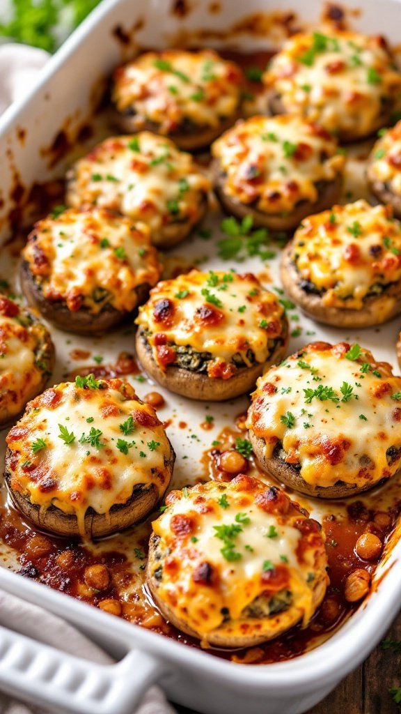 Delicious Cheesy Garlic Stuffed Mushrooms