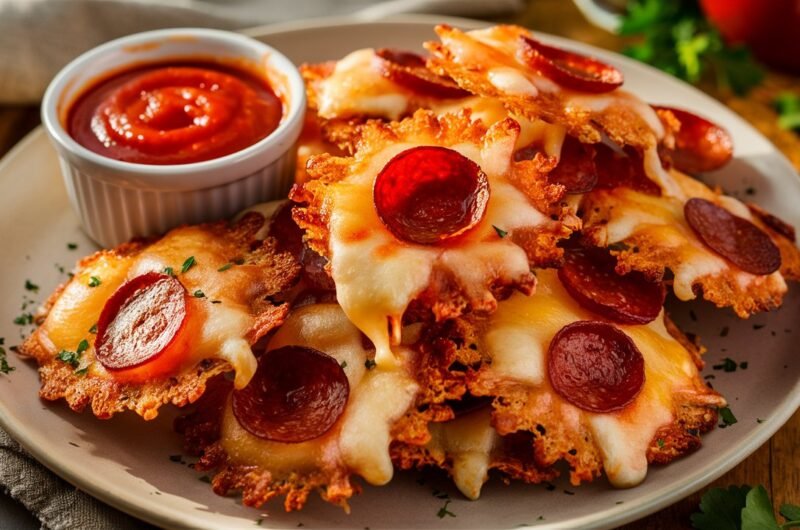 2 ingredient Pizza chips - Mini Pepperoni Cheese Chips