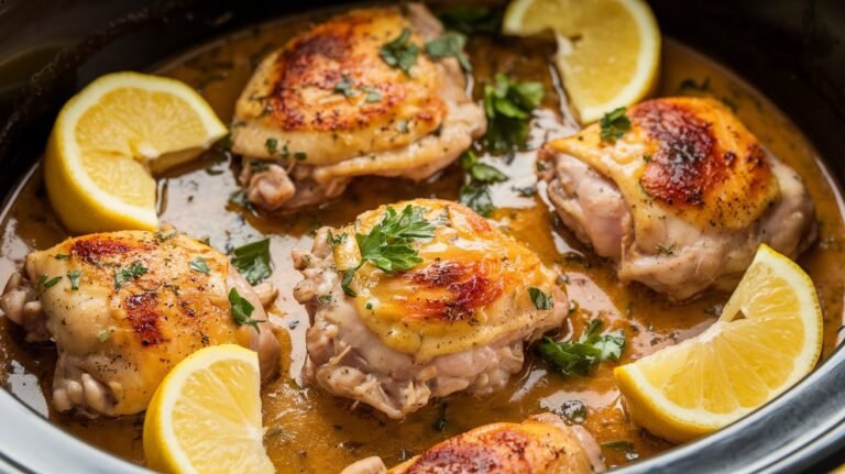 Crock Pot Lemon Garlic Butter Chicken Thighs