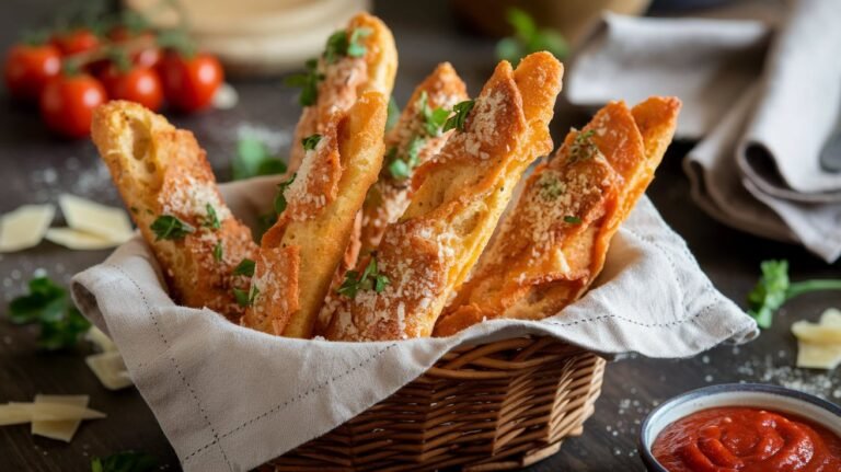 Garlic Parmesan Breadsticks with Marinara Sauce