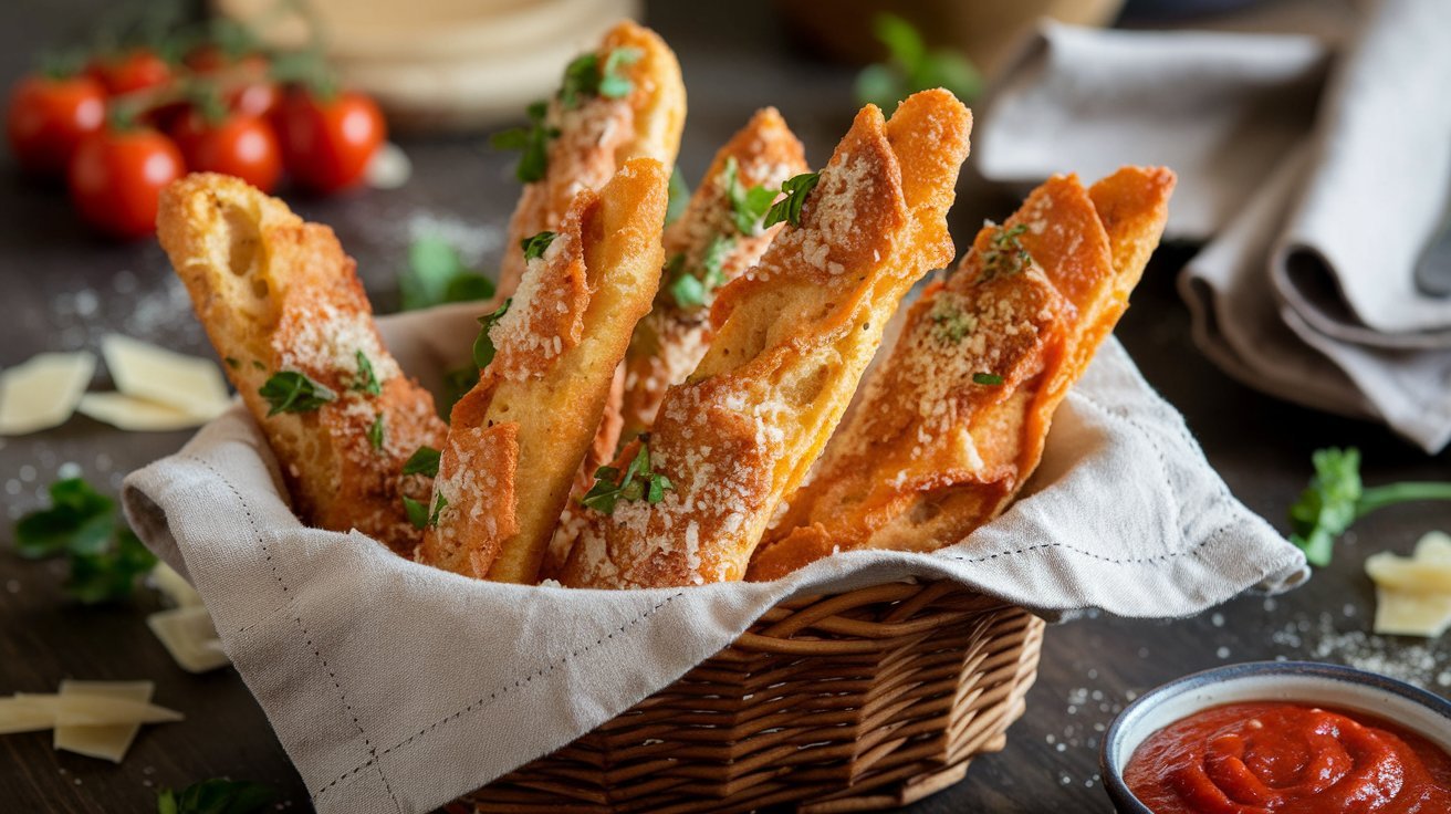 Garlic Parmesan Breadsticks with Marinara Sauce