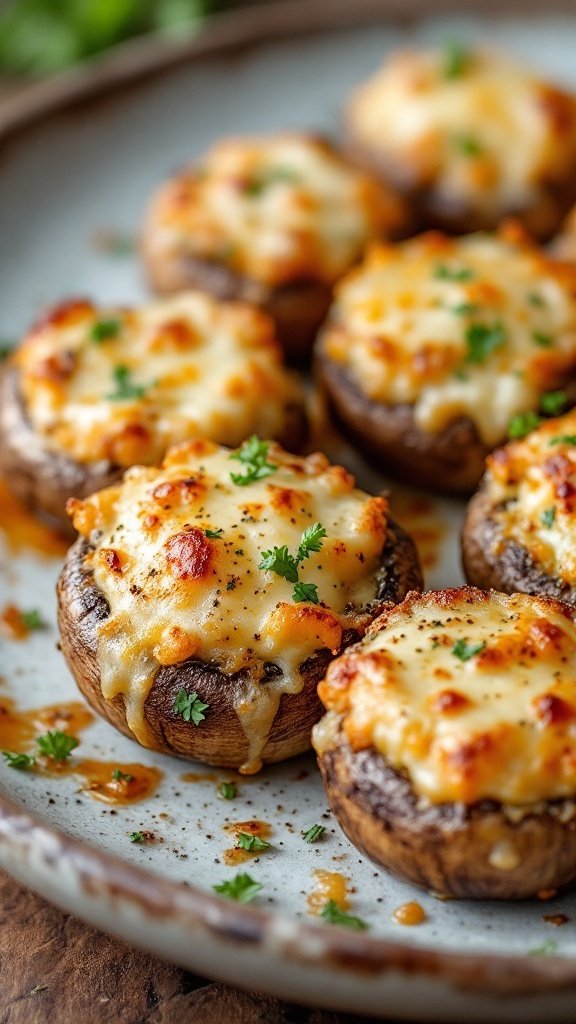 Cheesy Garlic Stuffed Mushrooms 