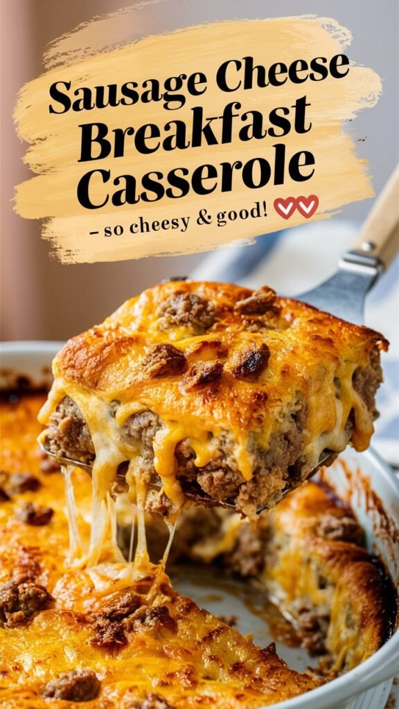 This Sausage Cheese Breakfast Casserole is cheesy, hearty, and packed with flavor!