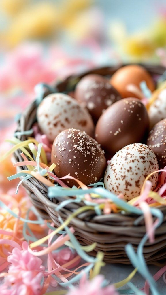 Chocolate Coconut Easter Eggs in a basket