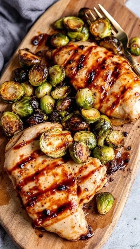 Balsamic Glazed Brussels Sprouts and Chicken
